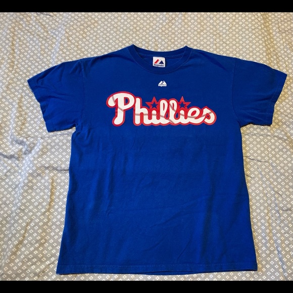 Majestic Philadelphia Phillies Cliff Lee Shirsey MLB Blue T Shirt Size M - Picture 2 of 4